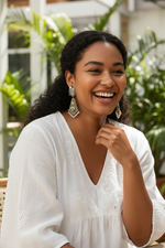 Load image into Gallery viewer, Ekani Shariya Silver Brass Meenakari Stone Earrings