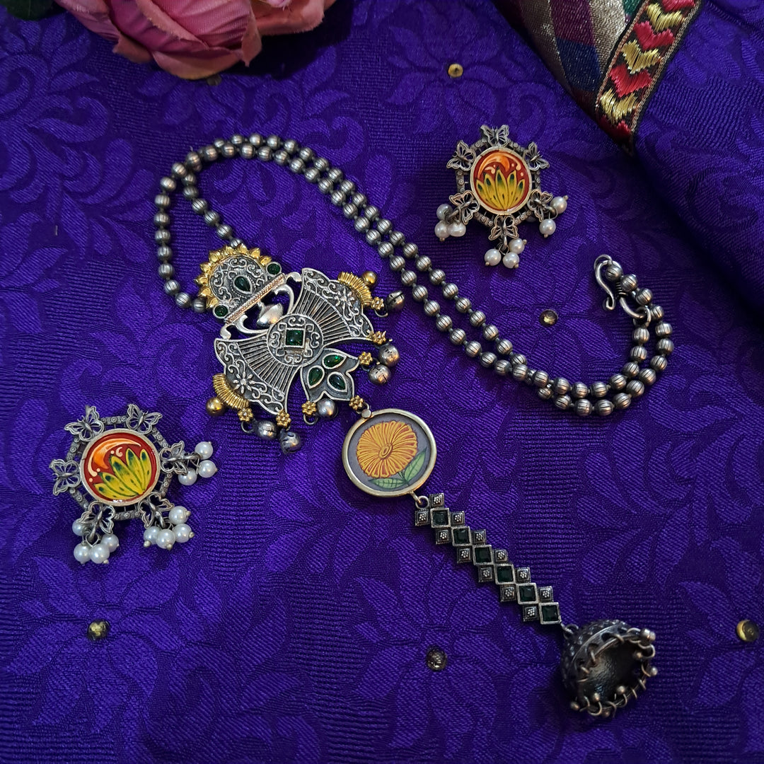 Ekani Prakriti Meenakari Handpainted Necklace Set