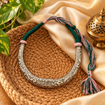 Load image into Gallery viewer, Ekani Premium Brass Silver Chitai Hasli Necklace