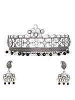 Load image into Gallery viewer, Ekani Amore Silver Lookalike White Stone Choker Necklace With Earring