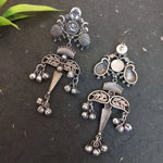 Load image into Gallery viewer, Ekani Rubani Tribal Contemporary Silver Lookalike Brass Leaf Motif Dangler Earrings