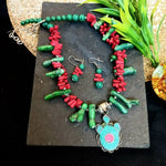 Load image into Gallery viewer, Ekani Original Tibetan Pendant Bamboo Coral Sticks Necklace With Earrings