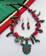 Load image into Gallery viewer, Ekani Original Tibetan Pendant Bamboo Coral Sticks Necklace With Earrings