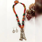 Load image into Gallery viewer, Ekani Saba Afghani Fusion Multicolored Handmade Long Necklace With Matching Small Earrings