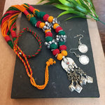 Load image into Gallery viewer, Ekani Saba Afghani Fusion Multicolored Handmade Long Necklace With Matching Small Earrings