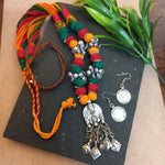 Load image into Gallery viewer, Ekani Saba Afghani Fusion Multicolored Handmade Long Necklace With Matching Small Earrings