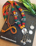 Load image into Gallery viewer, Ekani Saba Afghani Fusion Multicolored Handmade Long Necklace With Matching Small Earrings