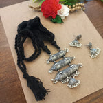 Load image into Gallery viewer, Ekani Mandira Brass Silver Replica  Tabeez Necklace With Earrings

