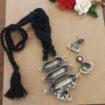 Load image into Gallery viewer, Ekani Mandira Brass Silver Replica  Tabeez Necklace With Earrings

