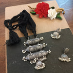 Load image into Gallery viewer, Ekani Mandira Brass Silver Replica  Tabeez Necklace With Earrings
