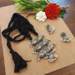 Load image into Gallery viewer, Ekani Mandira Brass Silver Replica  Tabeez Necklace With Earrings
