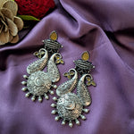 Load image into Gallery viewer, Ekani Sapna Yellow &amp; Green Brass Alloy Silver Pearl And Monalisa Stone Big Earrings
