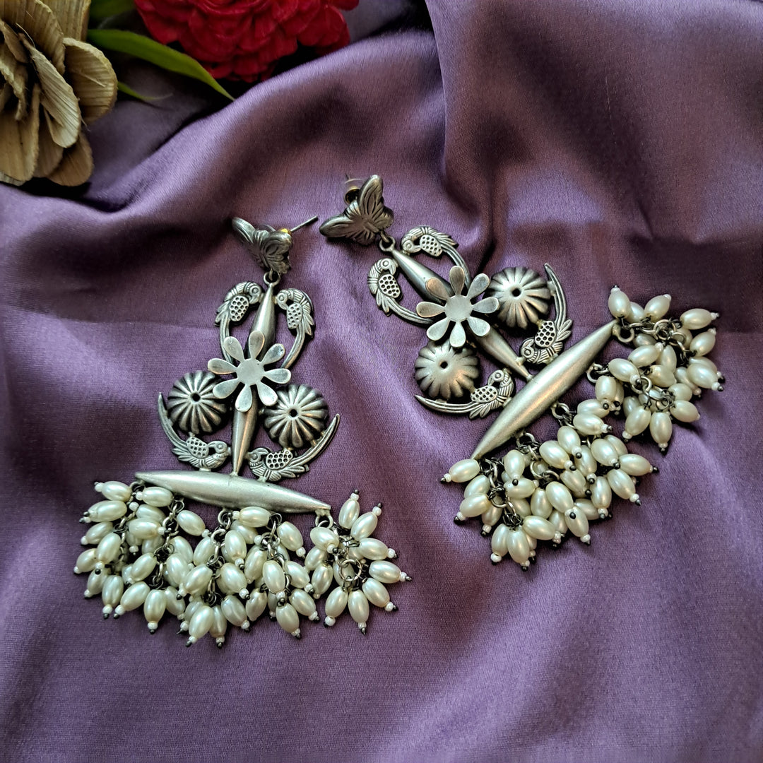 Ekani Sayali Alloy Silver Brass Made Dangler Earrings