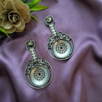 Load image into Gallery viewer, Ekani Sheena Brass Alloy Silver Stone Earrings For Women
