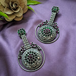 Load image into Gallery viewer, Ekani Sheena Brass Alloy Silver Stone Earrings For Women

