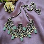 Load image into Gallery viewer, Ekani Kritika Doli Baraat Silver Replica Monalisa Stone  Pearl Beads Necklace With Stud Earrings
