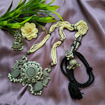 Load image into Gallery viewer, Ekani Geeta Silver Moti Mala Stone Necklace With Jhumka Earrings
