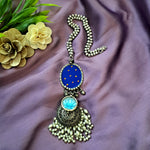 Load image into Gallery viewer, Ekani Kusum Silver Jhumka  Meenakari Long Chain Necklace
