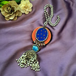 Load image into Gallery viewer, Ekani Kusum Silver Jhumka  Meenakari Long Chain Necklace
