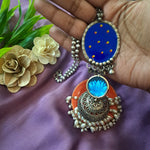 Load image into Gallery viewer, Ekani Kusum Silver Jhumka  Meenakari Long Chain Necklace
