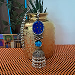 Load image into Gallery viewer, Ekani Kusum Silver Jhumka  Meenakari Long Chain Necklace
