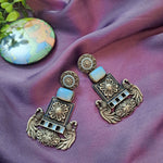 Load image into Gallery viewer, Ekani Shima Alloy Silver Peacock Meenakari Handpainted Earrings
