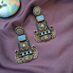 Load image into Gallery viewer, Ekani Shima Alloy Silver Peacock Meenakari Handpainted Earrings
