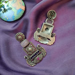 Load image into Gallery viewer, Ekani Rhima Alloy Silver Peacock Meenakari Handpainted Earrings
