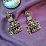 Load image into Gallery viewer, Ekani Rhima Alloy Silver Peacock Meenakari Handpainted Earrings
