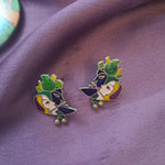 Load image into Gallery viewer, Ekani Krishna-Radha Silver Enamel Meenakari Stud Earrings
