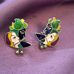 Load image into Gallery viewer, Ekani Krishna-Radha Silver Enamel Meenakari Stud Earrings
