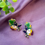 Load image into Gallery viewer, Ekani Krishna-Radha Silver Enamel Meenakari Stud Earrings
