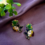Load image into Gallery viewer, Ekani Krishna-Radha Silver Enamel Meenakari Stud Earrings
