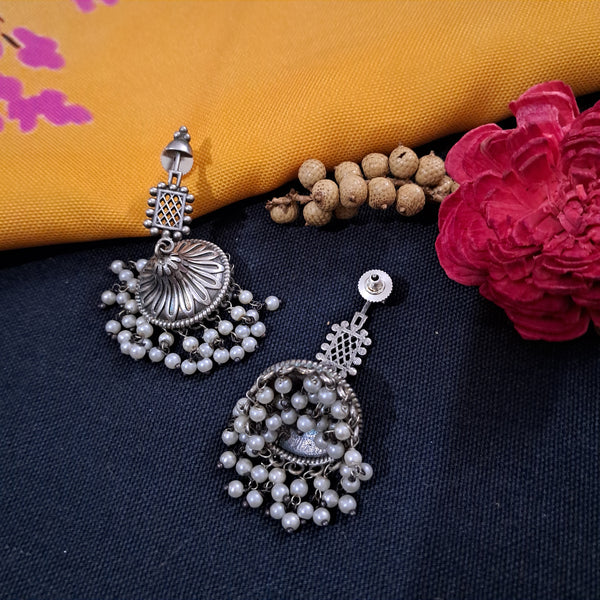 Ekani Rumki Tribal Silver Tone Brass Jhumki Earrings