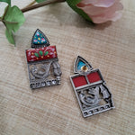 Load image into Gallery viewer, Ekani Shailey Brass Meenakari Stone Stud Earrings

