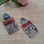 Load image into Gallery viewer, Ekani Shailey Brass Meenakari Stone Stud Earrings
