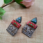 Load image into Gallery viewer, Ekani Shailey Brass Meenakari Stone Stud Earrings
