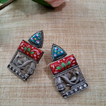 Load image into Gallery viewer, Ekani Shailey Brass Meenakari Stone Stud Earrings
