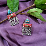 Load image into Gallery viewer, Ekani Shailey Brass Meenakari Stone Stud Earrings
