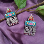 Load image into Gallery viewer, Ekani Shikha Brass Meenakari Stone Stud Earrings
