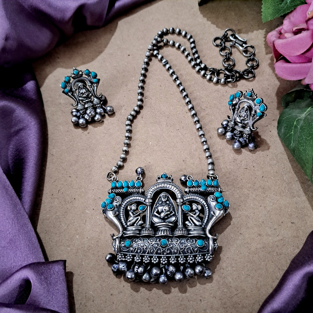 Ekani Jamini Roy Inspired Silver Brass Necklace Set