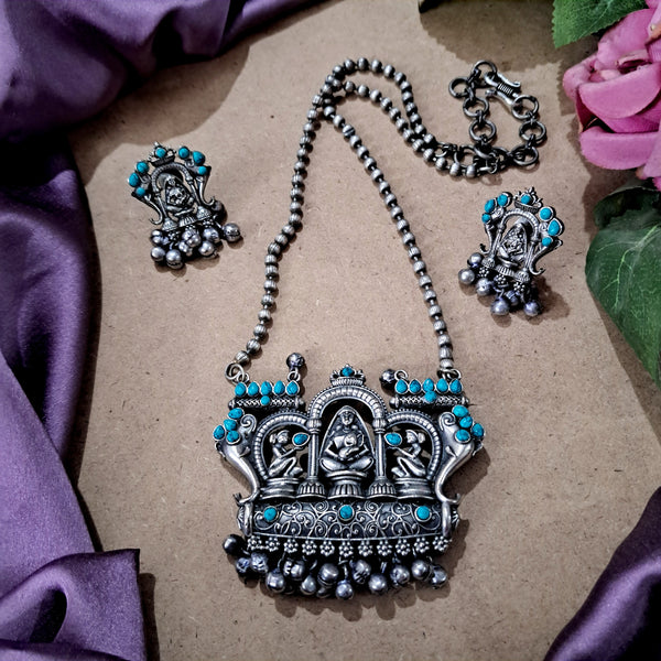 Ekani Jamini Roy Inspired Silver Brass Necklace Set
