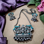 Load image into Gallery viewer, Ekani Jamini Roy Inspired Silver Brass Necklace Set

