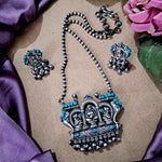 Load image into Gallery viewer, Ekani Jamini Roy Inspired Silver Brass Necklace Set
