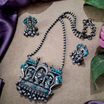 Load image into Gallery viewer, Ekani Jamini Roy Inspired Silver Brass Necklace Set

