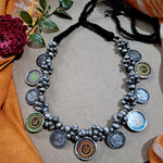 Load image into Gallery viewer, Ekani OM Brass Silver Meenakari Vintage Necklace
