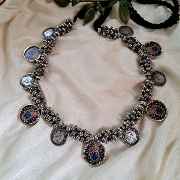 Ekani Srinath Brass Silver Meenakari Vintage Necklace