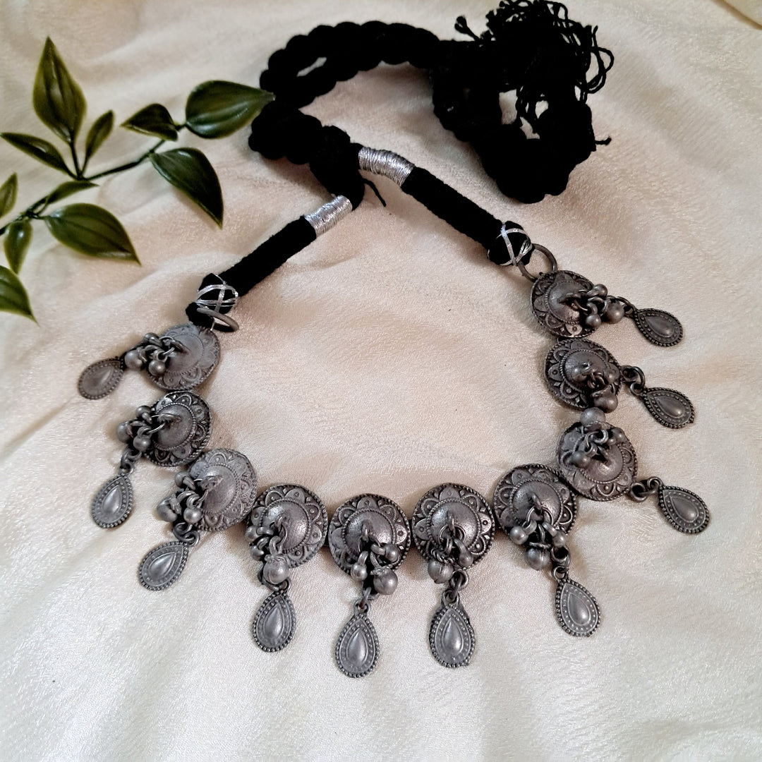 Ekani Kalinga Brass Made Black Polish Necklace For Women