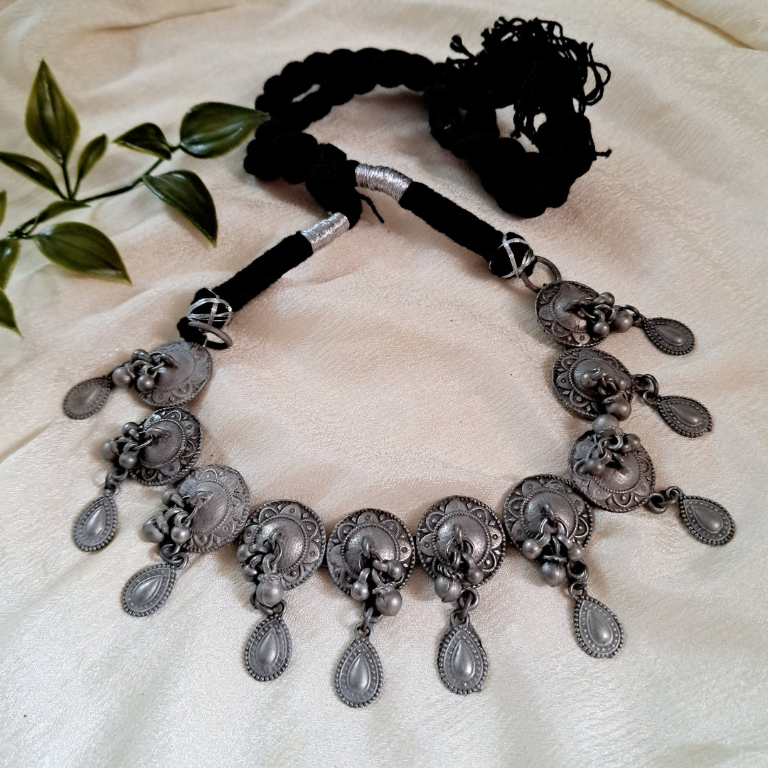 Ekani Kalinga Brass Made Black Polish Necklace For Women