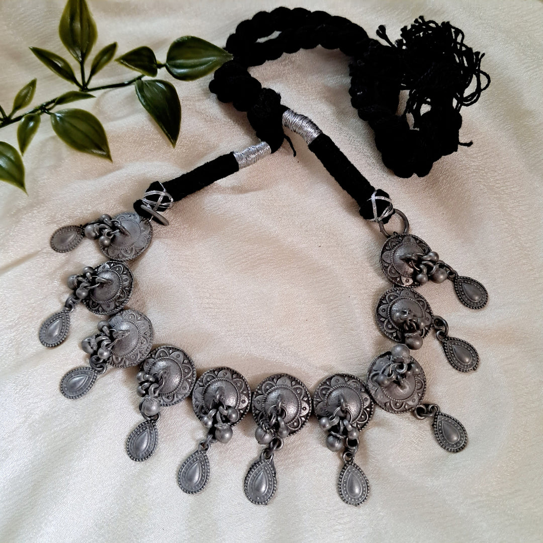 Ekani Kalinga Brass Made Black Polish Necklace For Women